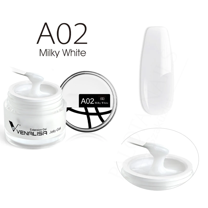 Venalisa Jelly Gel - új formula - 50 ml építőzselé - A02 Milky White