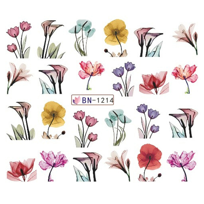 Köröm matrica No.1214 színes virágok-28