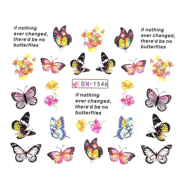 Köröm matrica No.1546 pici színes pillangós-36