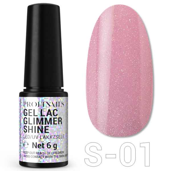 Profinails Gel Lac Glimmer Shine LED/UV lakkzselé 6gr S-01