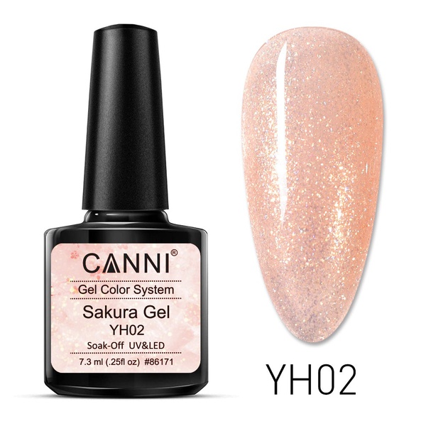 CANNI Sakura Glitter UV/LED gél lakk 7.3 ml No. YH02