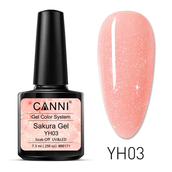 CANNI Sakura Glitter UV/LED gél lakk 7.3 ml No. YH03