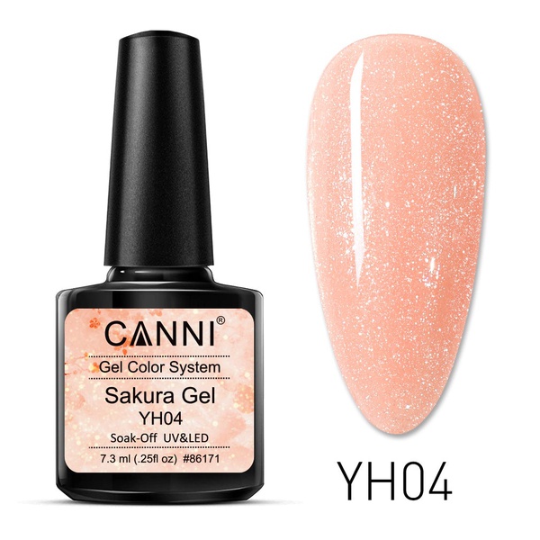 CANNI Sakura Glitter UV/LED gél lakk 7.3 ml No. YH04