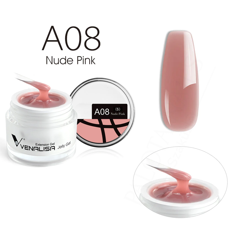 Venalisa Jelly Gel - új formula - 15 ml építőzselé - A08S Nude Pink