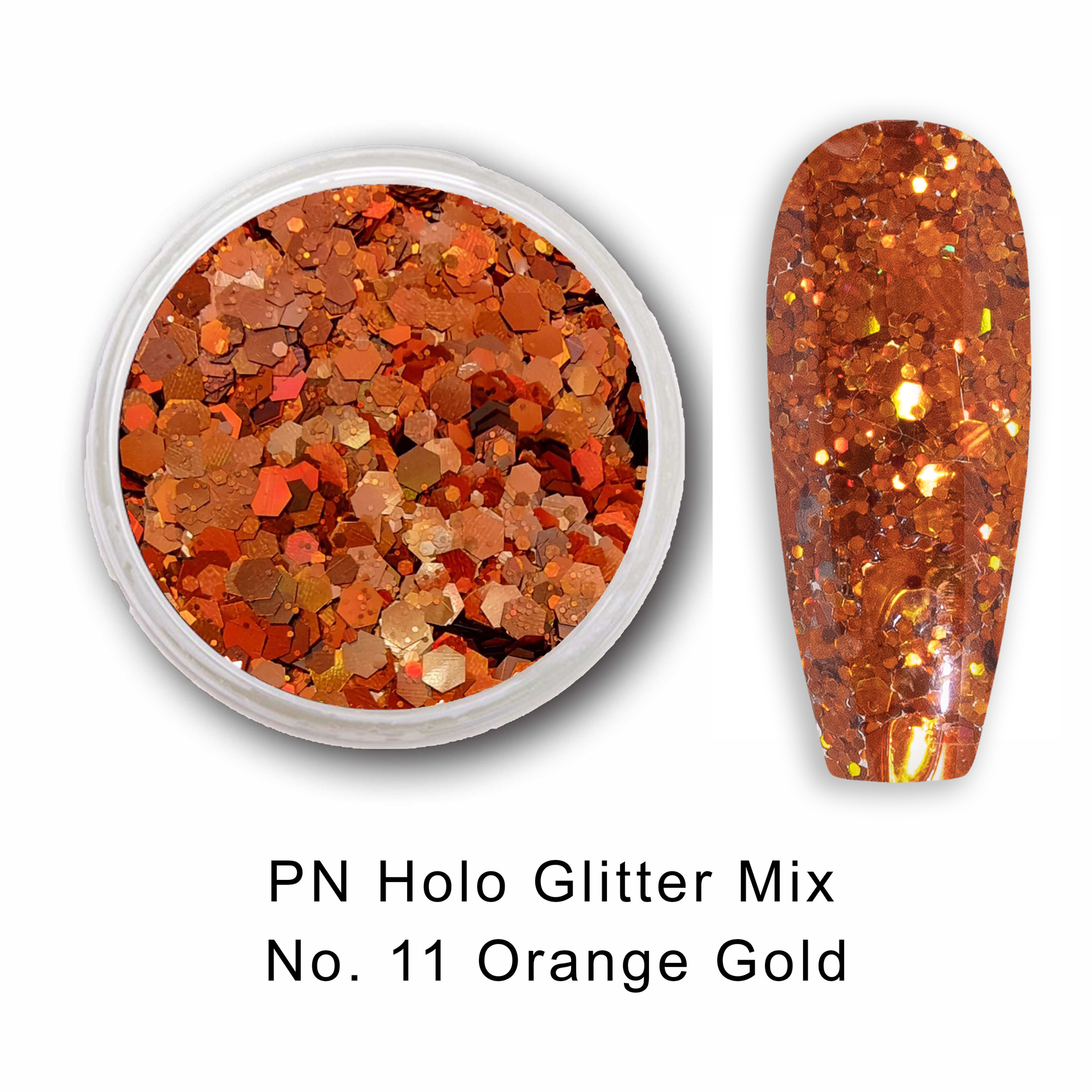 PN Holo glitter mix No.11 Orange Gold