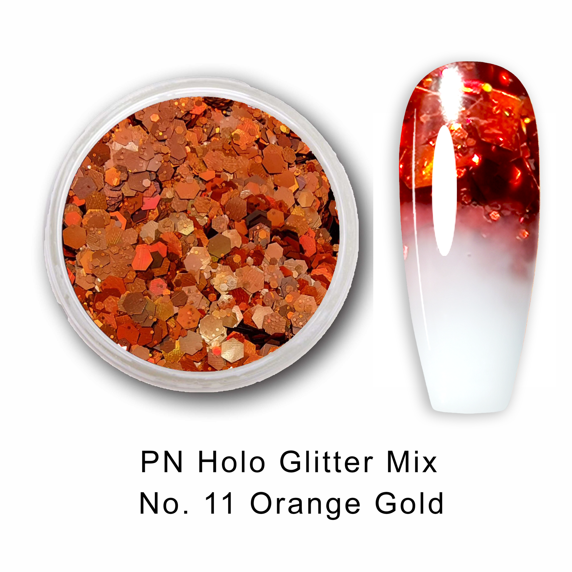 PN Holo glitter mix No.11 Orange Gold