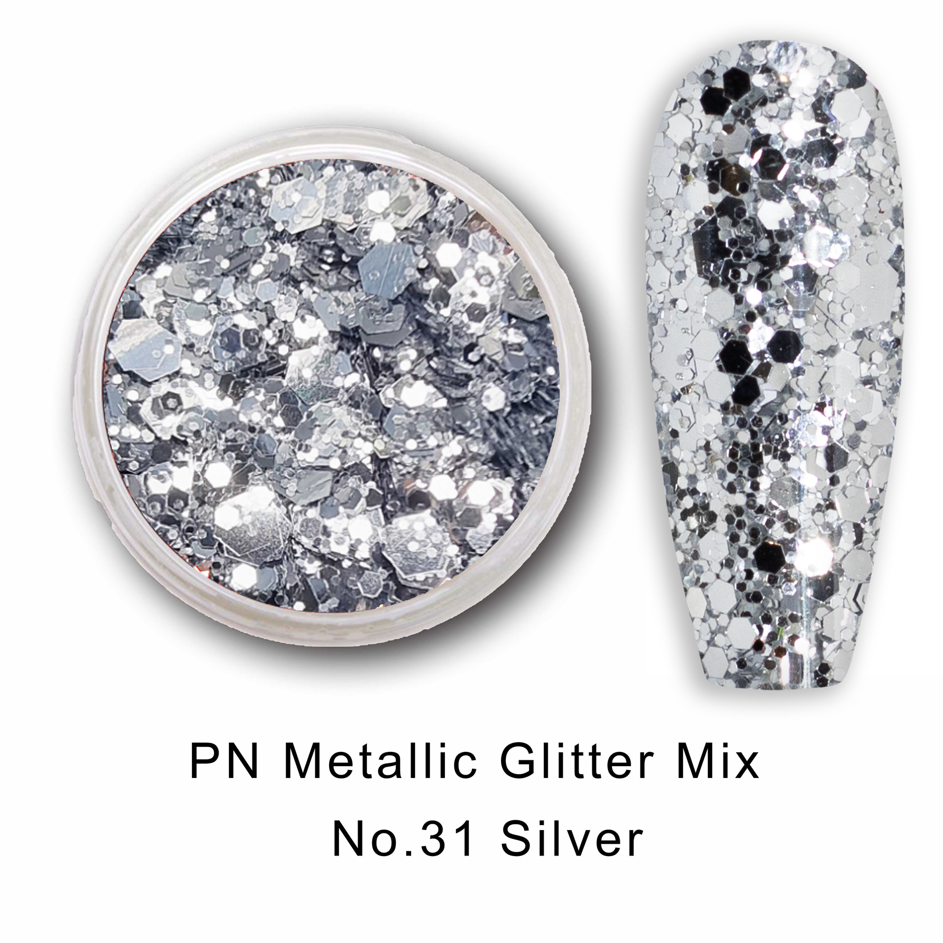 PN Metallic glitter mix No.31 Silver