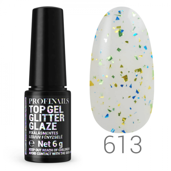 Profinails Top Gél Glitter Glaze fixálásmentes LED/UV fényzselé 6g No. 613