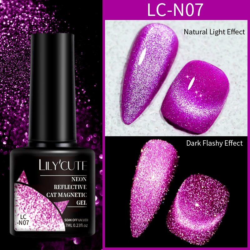 LILYCUTE UV/LED gél lakk - Neon Disco Cat Eye - 7 ml - N07