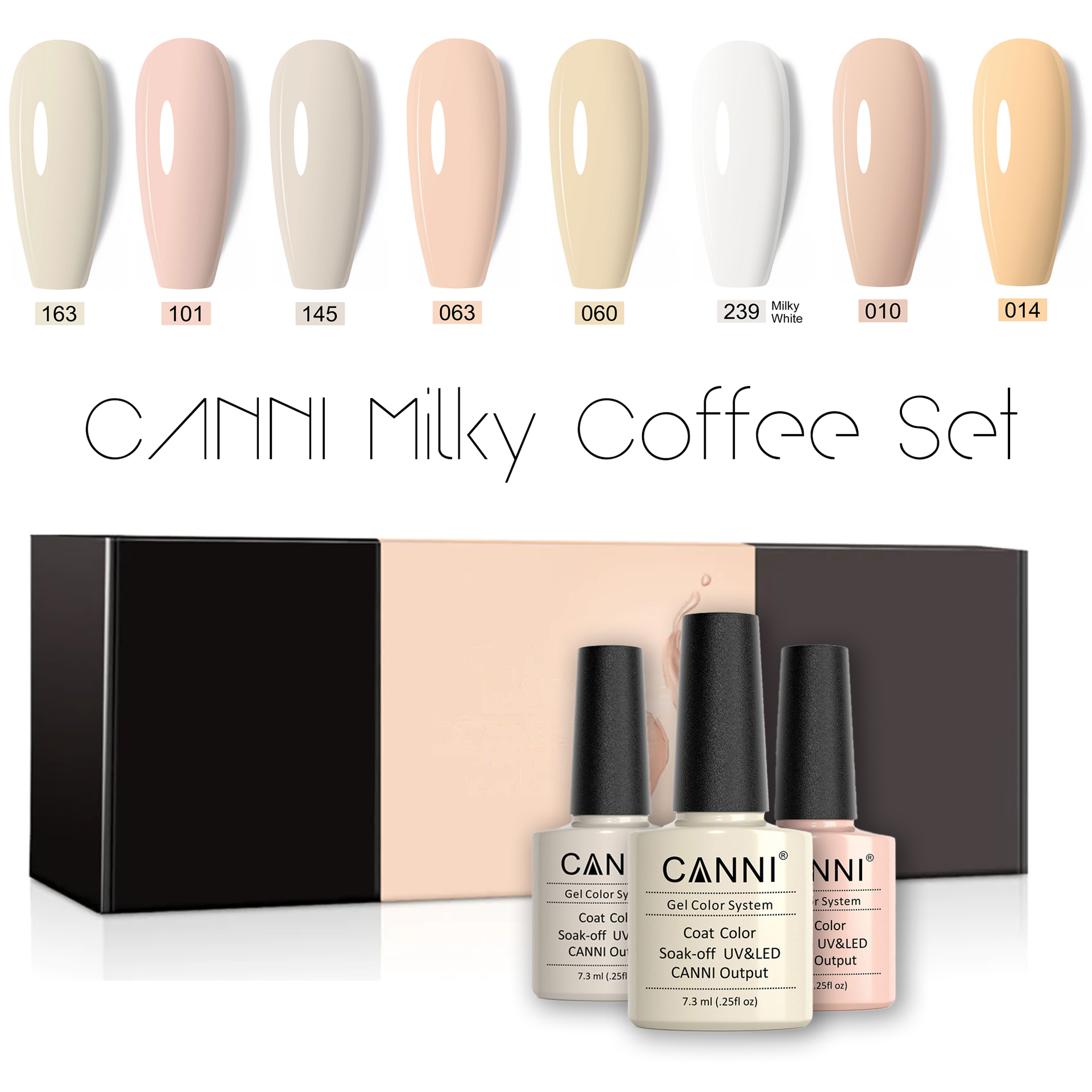 CANNI Milky Coffee UV/LED 7,3 ml szett - 8 db szín