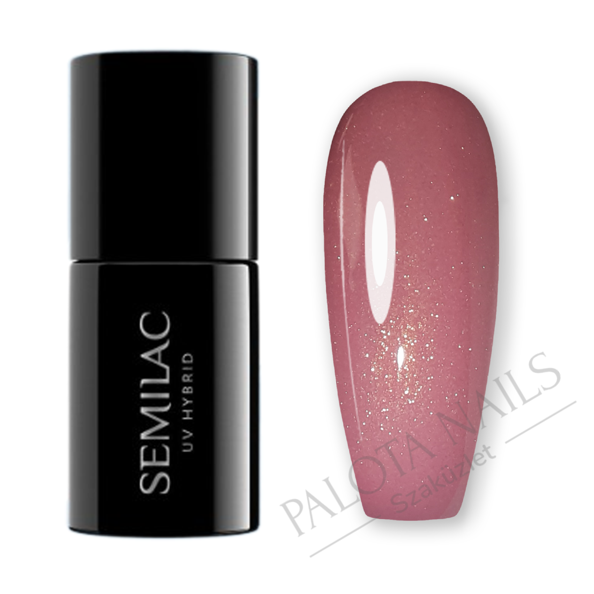 SEMILAC UV/LED Hybrid Gél Lakk 7ml - 376 - HEMA FREE - Shimmer Stone Pink Diamond
