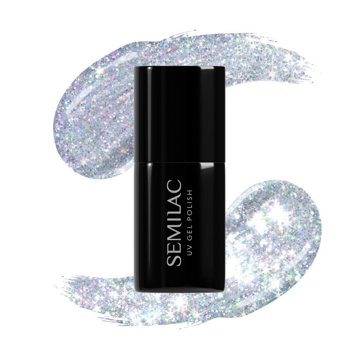 SEMILAC UV/LED Gél Lakk 7ml - 460 - HEMA FREE - Silver Fireworks