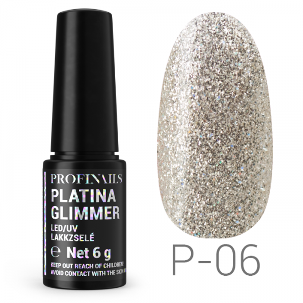 Profinails Platina Glimmer LED/UV lakkzselé 6gr P-06