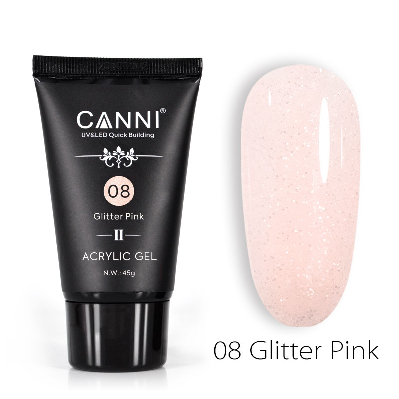 CANNI Poly Gél - Új formula - 45g - No.08 Glitter Pink