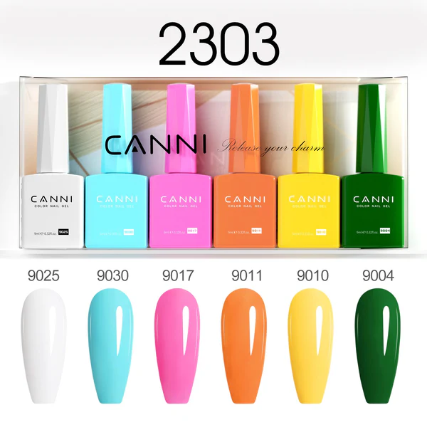 CANNI HEMA FREE UV/LED gél lakk szett 6x9ml - 2303 - Chic Monochrome
