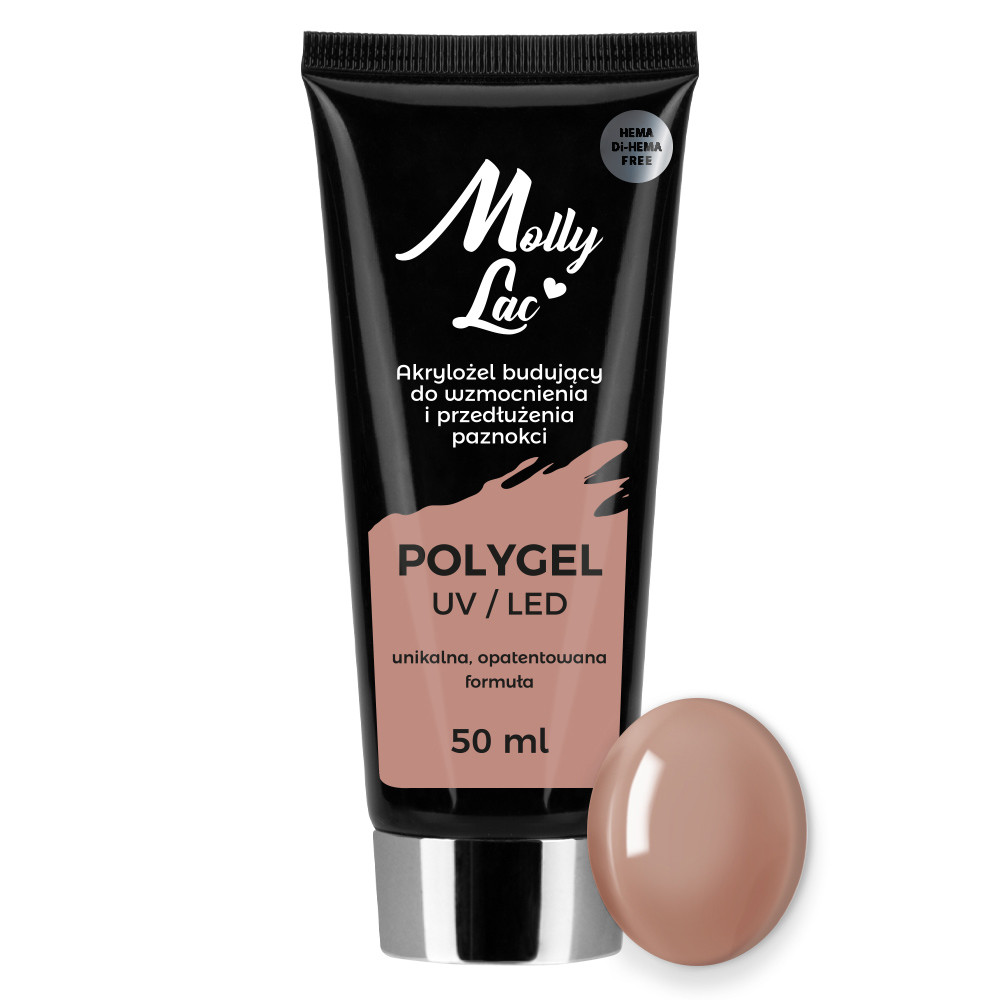 MollyLac Hema és Di-Hema FREE UV/LED Poly gél - 50ml - No.23 Light Brown