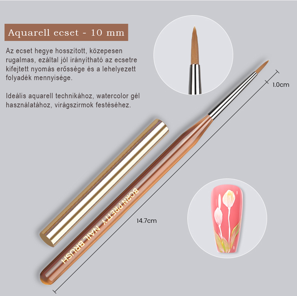 Born Pretty ecset - Multi Aquarell 10 mm