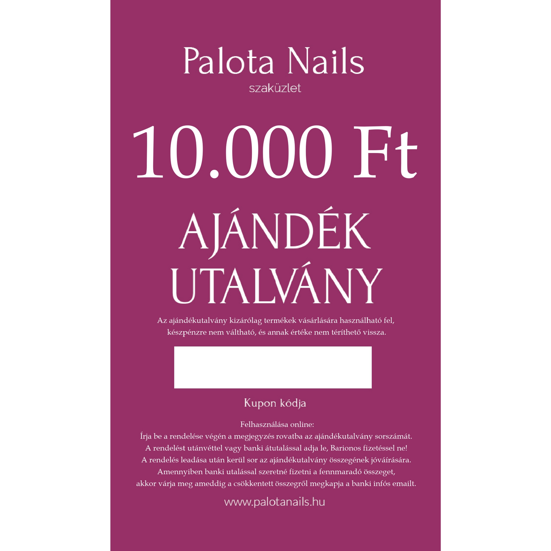 Ajándékutalvány 10.000 Ft