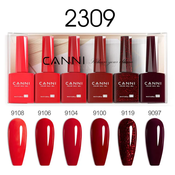 CANNI HEMA FREE UV/LED gél lakk szett 6x9ml - Red Velvet Reverie