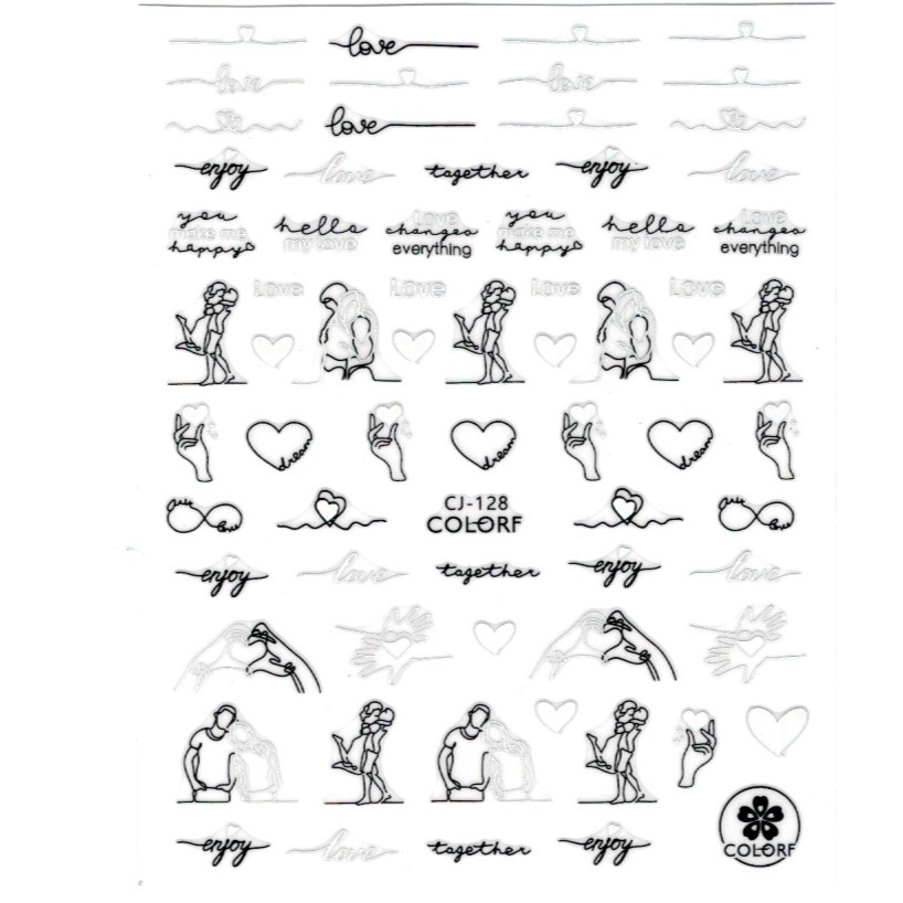 Köröm matrica 3D-s No.CJ128 -65 laser silver&black