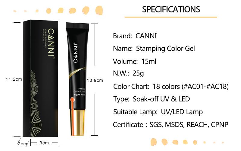 CANNI 2in1 nyomda- és festőzselé 15 ml - AC18 világos szürke